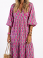 Apolline | Three Quarter Sleeve V Neck Patterned Midi Dress