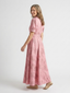 Xanthea | Short Sleeve Belted Floral Textured Maxi Shirt Dress