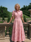 Xanthea | Short Sleeve Belted Floral Textured Maxi Shirt Dress